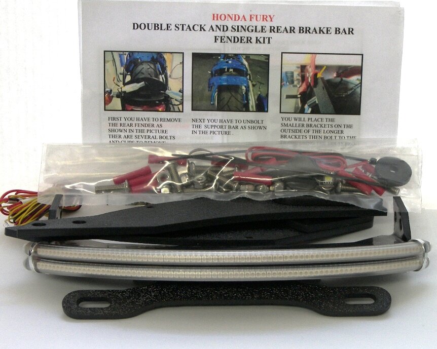Honda Fury double row LED fender eliminator kit and mounting hardware