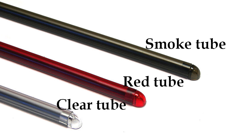Smoked, red, and clear lens tubing options for LED fender eliminators